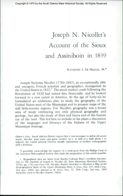 Joseph N. Nicollets Account of the Sioux and Assiniboin in 1839