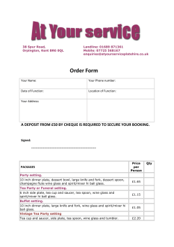 Order Form - At Your Service Catering Equipment Hire