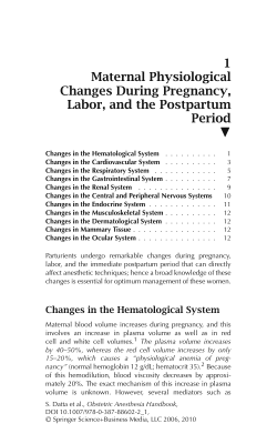 1 Maternal Physiological Changes During Pregnancy, Labor, and