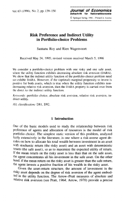 Risk Preference and Indirect Utility in Portfolio
