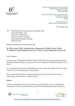 Implementation of Department of Health Circular