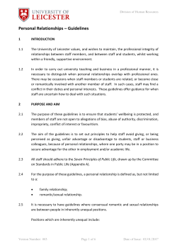 Personal Relationships &ndash; Guidelines