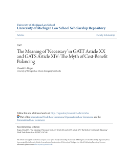The Meaning of `Necessary` in GATT Article XX and GATS Article XIV