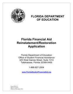 2014-15 Florida Financial Aid Reinstatement/Restoration Application