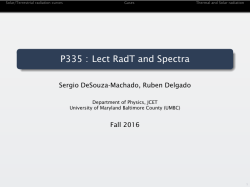 P335 : Lect RadT and Spectra