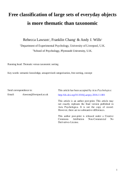 Free classification of large sets of everyday objects is more thematic