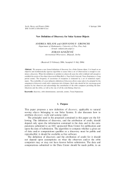 New Definition of Discovery for Solar System Objects ANDREA