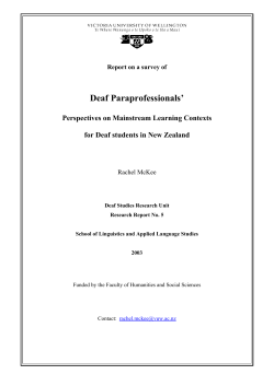 Deaf Paraprofessionals - Victoria University of Wellington