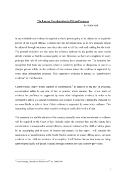 The Law on Corroboration in Fiji and Vanuatu