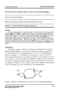 RNA polymerase: linear competitive inhibition by bis-(3`-&raquo;5`)