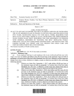 Economic Security Act of 2017. - North Carolina General Assembly