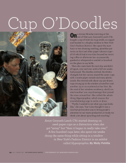 Artist Gwyneth Leech C`81 started drawing on used paper cups as a