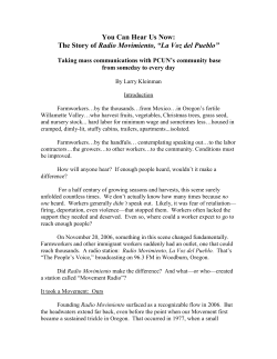 You Can Hear Us Now!: The Story of PCUN`s Radio Movimiento