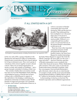 Profiles in Generosity - Kendal Charitable Funds