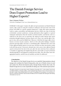 The Danish Foreign Service. Does Export Promotion Lead to Higher