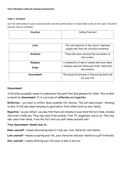 Vocation and Church History Revision Y9