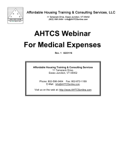 AHTCS Webinar For Medical Expenses