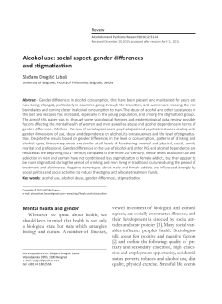 Alcohol use: social aspect, gender differences and stigmatization