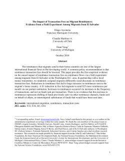 1 The Impact of Transaction Fees on Migrant Remittances: Evidence
