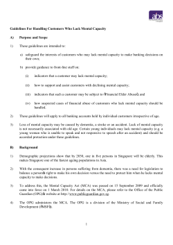 Guidelines For Handling Customers Who Lack Mental Capacity A