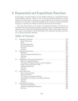Chapter 8: Exponential and Logarithmic Functions