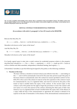 Rental contract for residential purposes