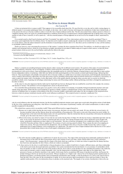 Seite 1 von 8 PEP Web - The Drive to Amass Wealth 23/03/2014