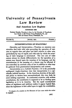 Interpretation of Statutes - Penn Law: Legal Scholarship Repository