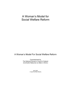 A Woman`s Model for Social Welfare Reform