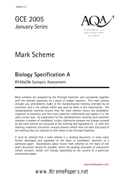 AQA GCE Biology Mark Scheme January 2005