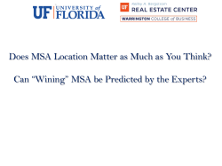 Does MSA Location Matter as Much as You Think? Can &ldquo;Wining