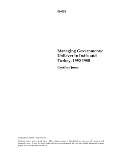 Unilever in India and Turkey, 1950-1980