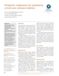 Porphyrias: implications for anaesthesia, critical