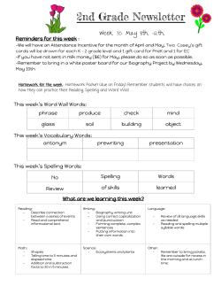2nd Grade Newsletter