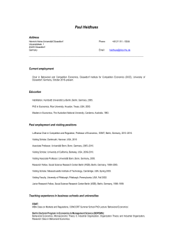 CV - DICE - Universit&auml;t D&uuml;sseldorf