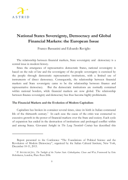 National States Sovereignty, Democracy and Global Financial Markets