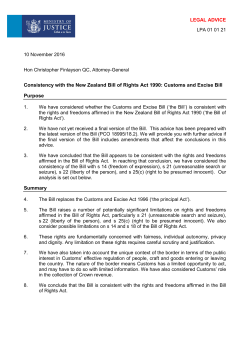 Consistency with the New Zealand Bill of Rights