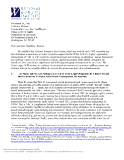 November 21, 2013 Catherine Lhamon Assistant Secretary for Civil