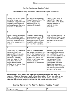 Scoring Rubric for Tic Tac Toe Summer Reading Project
