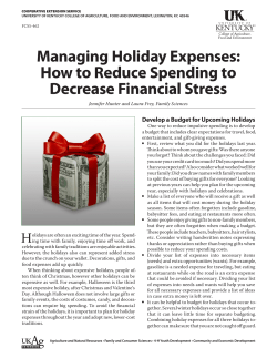 Managing Holiday Expenses - UK College of Agriculture