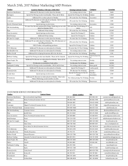 March 20th, 2017 Palmer Marketing/ASD Promos