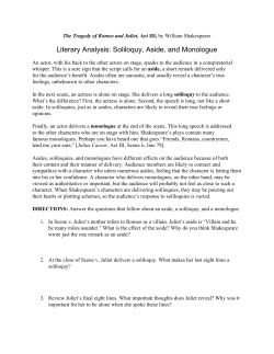 Literary Analysis: Soliloquy, Aside, and Monologue