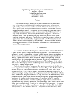 3/6/08 1 Tight-Binding Theory of Manganese and Iron Oxides