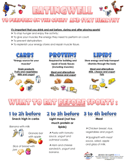 Snack high in carbs Light meal (not too much protein or lipids) Meal