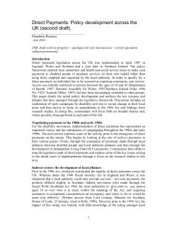 Direct Payments: Policy development across the UK