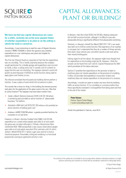 CAPITAL ALLOWANCES: PLANT OR BUILDING?
