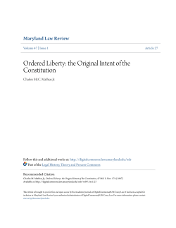 Ordered Liberty: the Original Intent of the Constitution