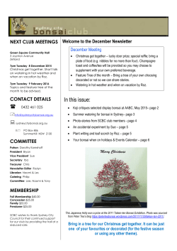 In this issue: - Sydney City Bonsai Club
