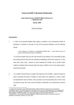 Courts and ADR: A Symbiotic Relationship