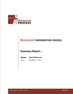 Behavioral Propensities Profile for Ralph Waterman